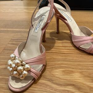 Oscar de la Renta Blush Pearl Embellished Heels